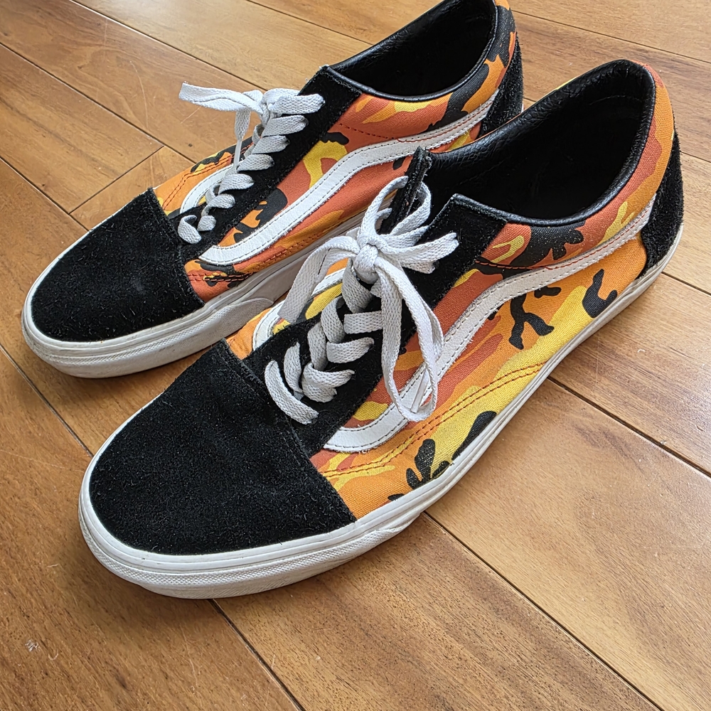 Black and Orange Camouflage Vans